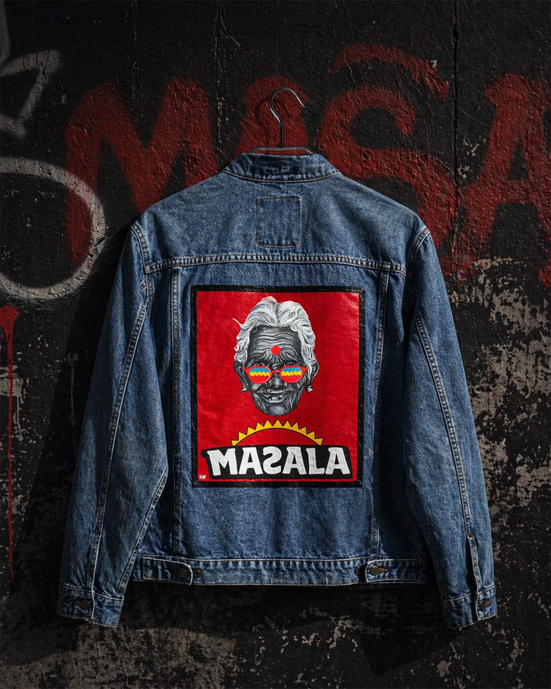 Handbemalte Jeansjacke - Masala