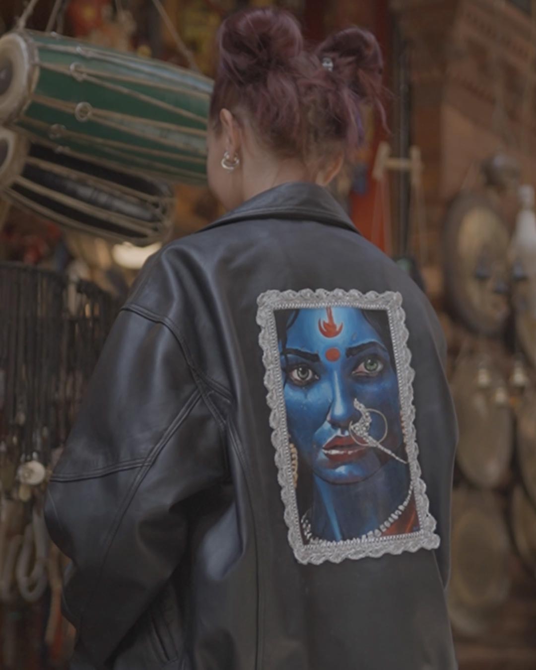 Hand-Painted Kali Leather Jacket