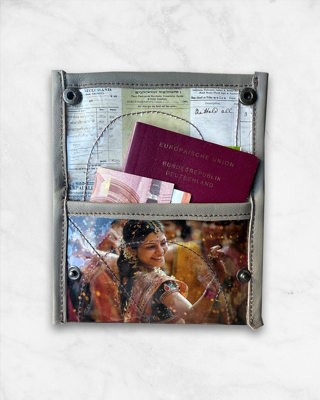 Upcycled Wallet / Passport Holder: Bollywood Bloom