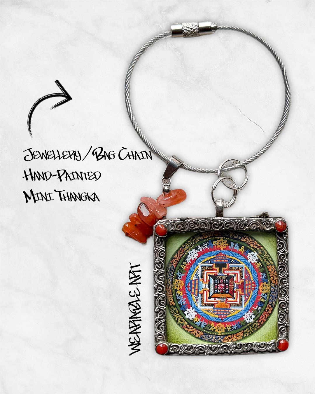 Kalachakra Mandala – Mini Thangka Necklace / Bag Chain