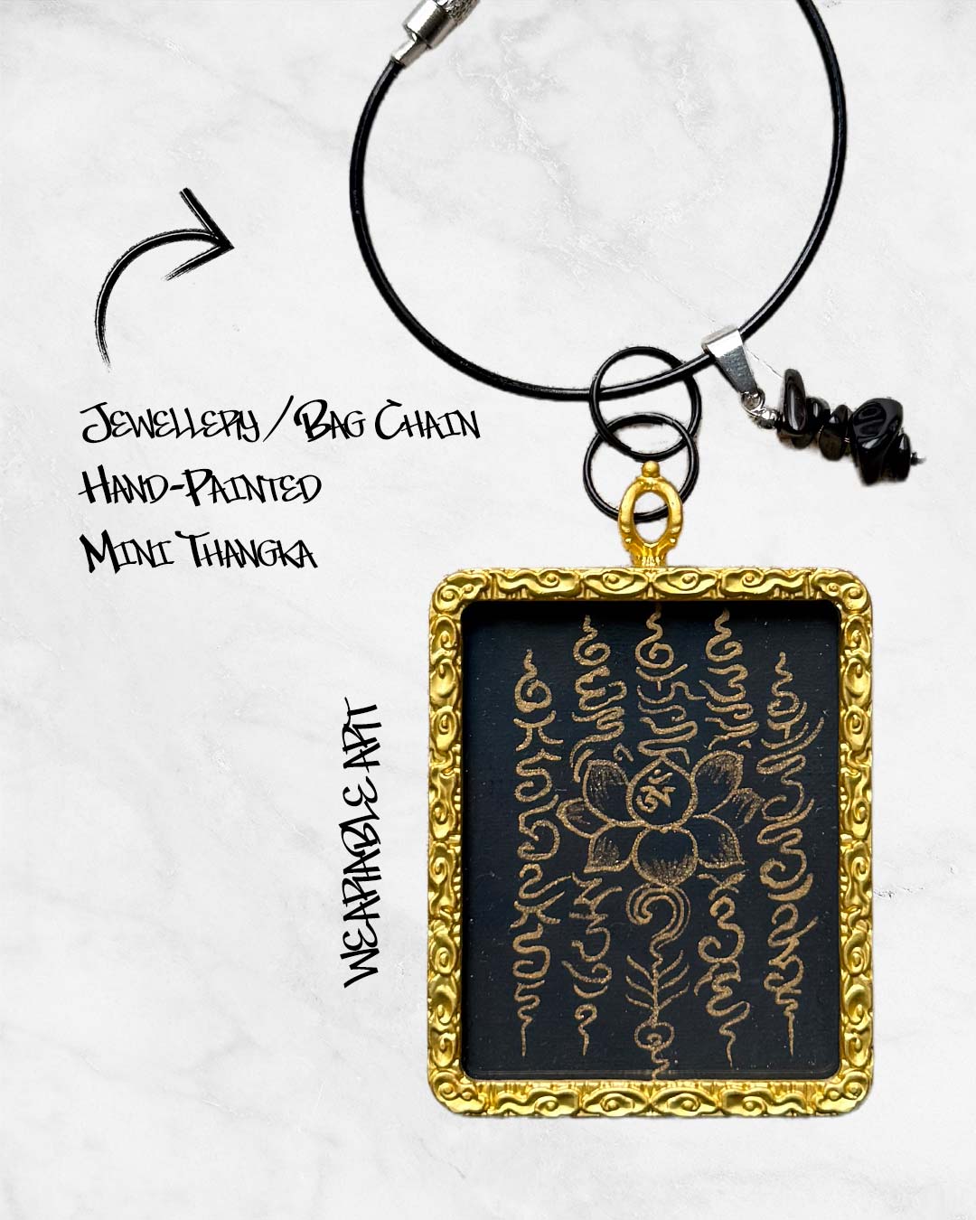 Lotus Mantra – Mini Thangka Necklace / Bag Chain