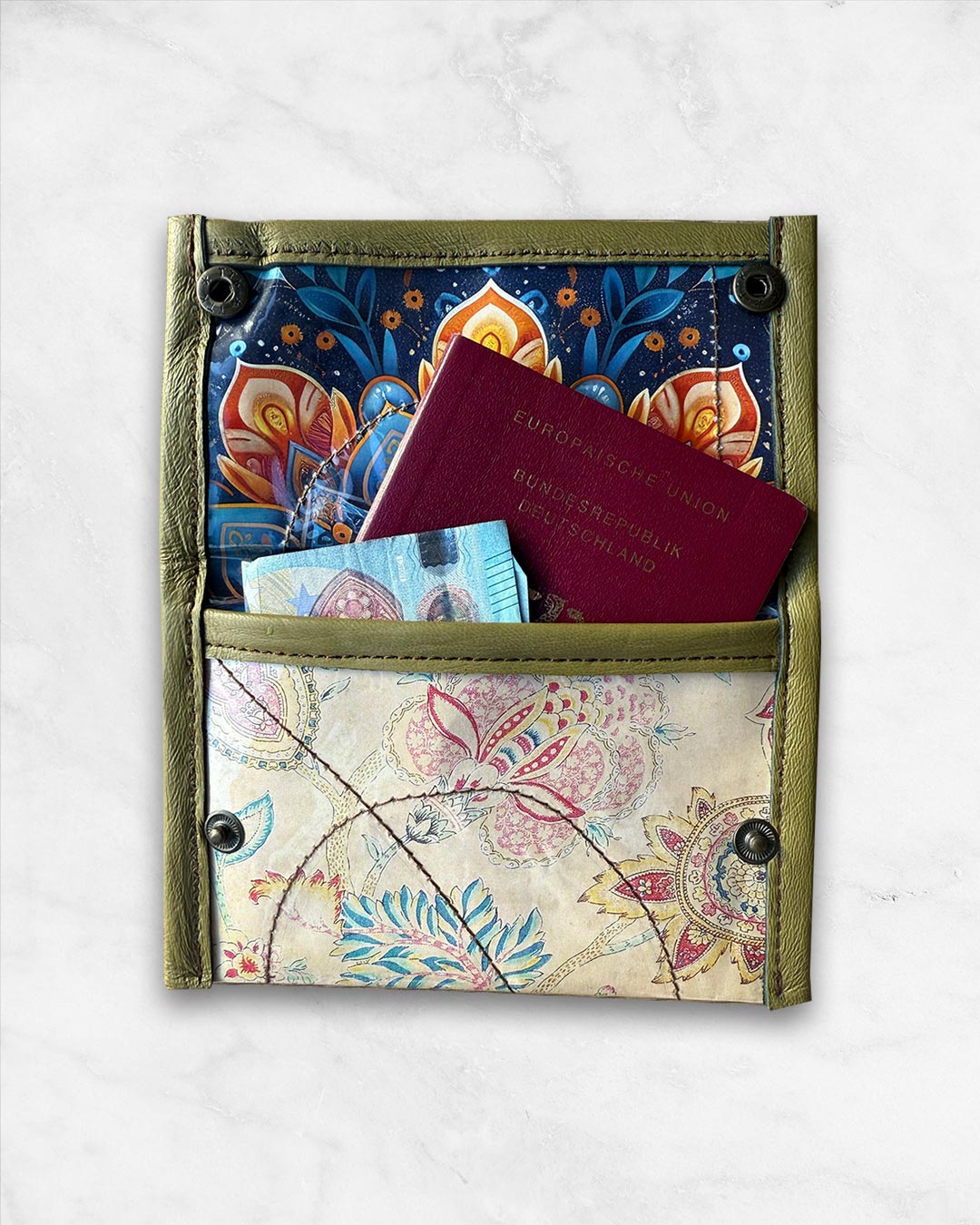 Upcycled Wallet / Passport Holder: Faces of Faith