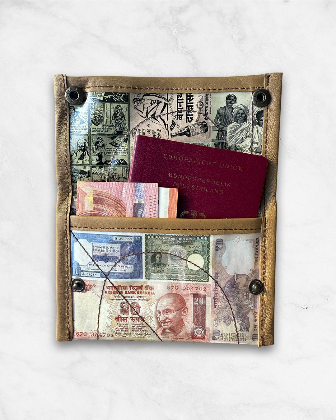 Upcycled Wallet / Passport Holder: Retro Bazaar