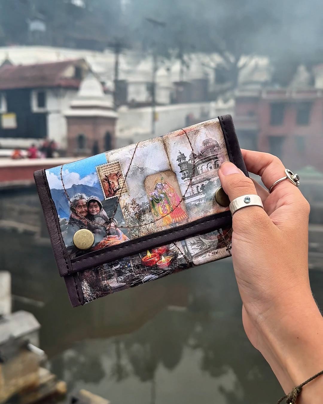 Upcycled Wallet / Passport Holder: Himalayan Blessing