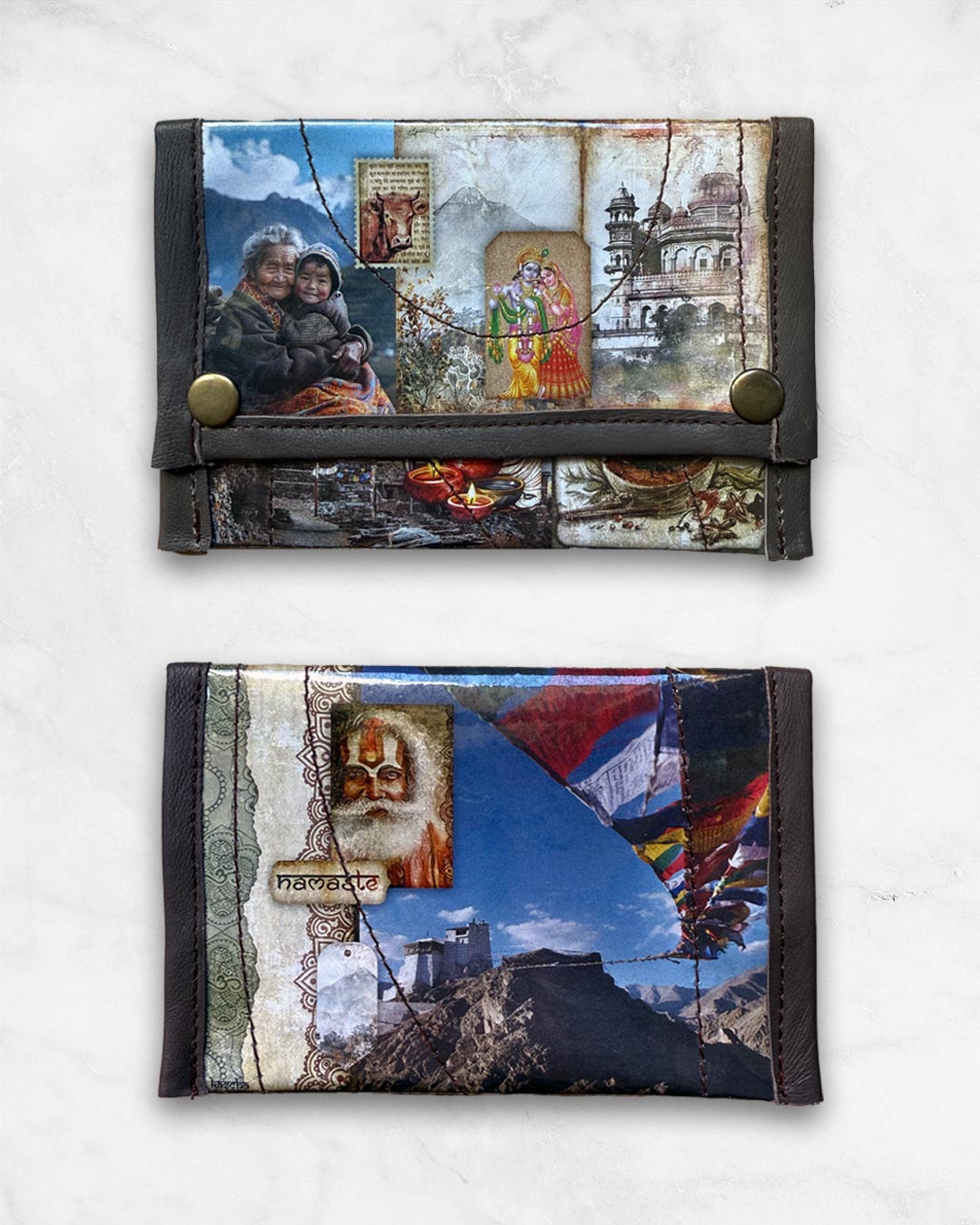 Upcycled Wallet / Passport Holder: Himalayan Blessing