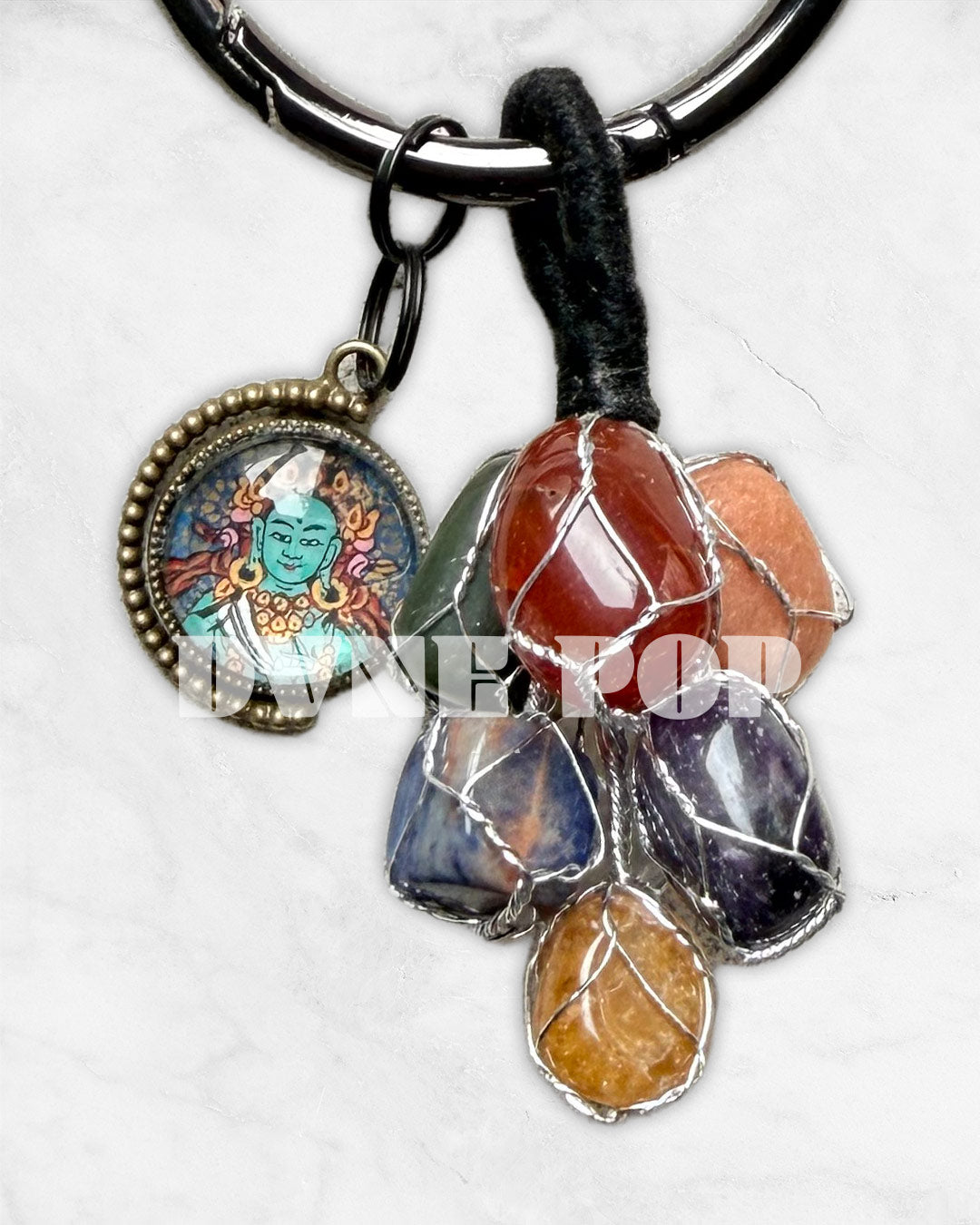 Grüne Tara - Mini-Thangka Anhänger / Taschenanhänger