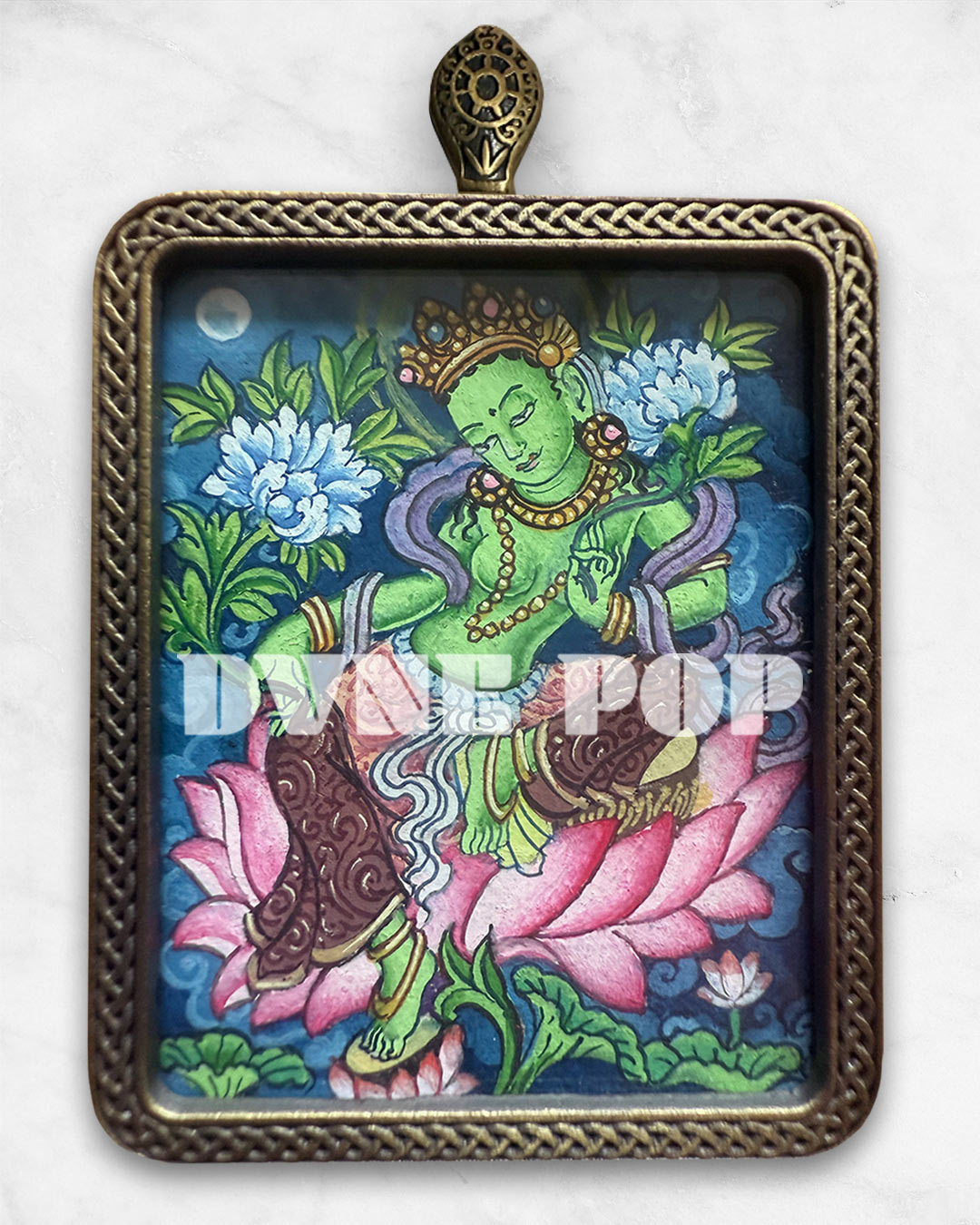 Green Tara - Mini Thangka Necklace
