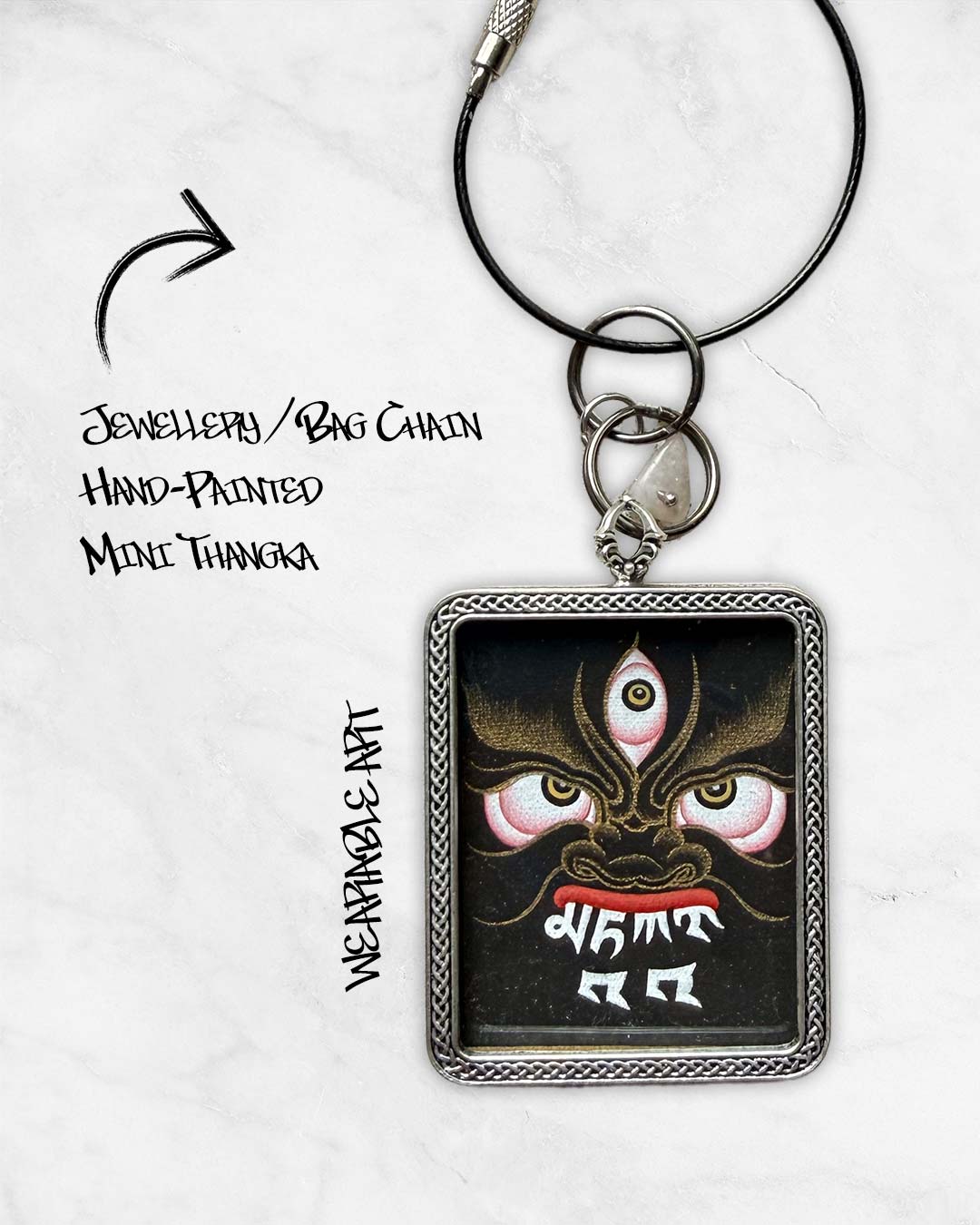 Bairahava Eyes - Mini-Thangka Anhänger / Taschenanhänger